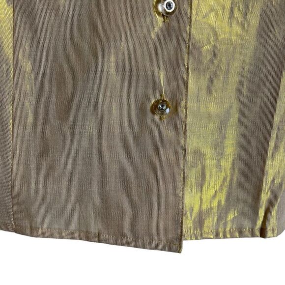 Kasper sportswear gold metallic button down shirt - Picture 5 of 7